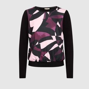 Laura Geometric Print Long Sleeve Top Black